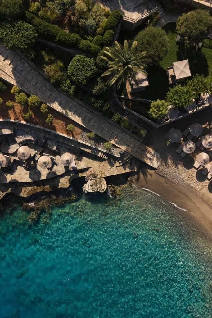 Minos Palace Resort Private Sandy Beach and Deck